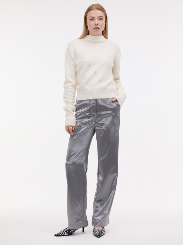 Orsay Srebrne satenaste ženske hlače ORSAY