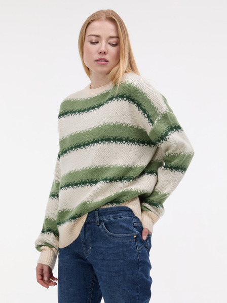 Orsay Zelen ženski črtasti pulover ORSAY