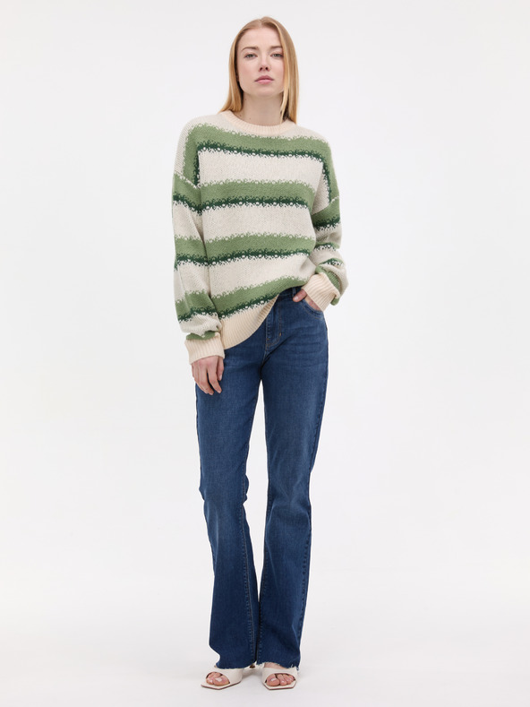 Orsay Zelen ženski črtasti pulover ORSAY