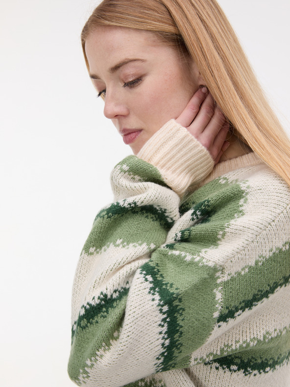 Orsay Zelen ženski črtasti pulover ORSAY