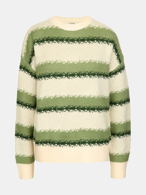 Orsay Zelen ženski črtasti pulover ORSAY