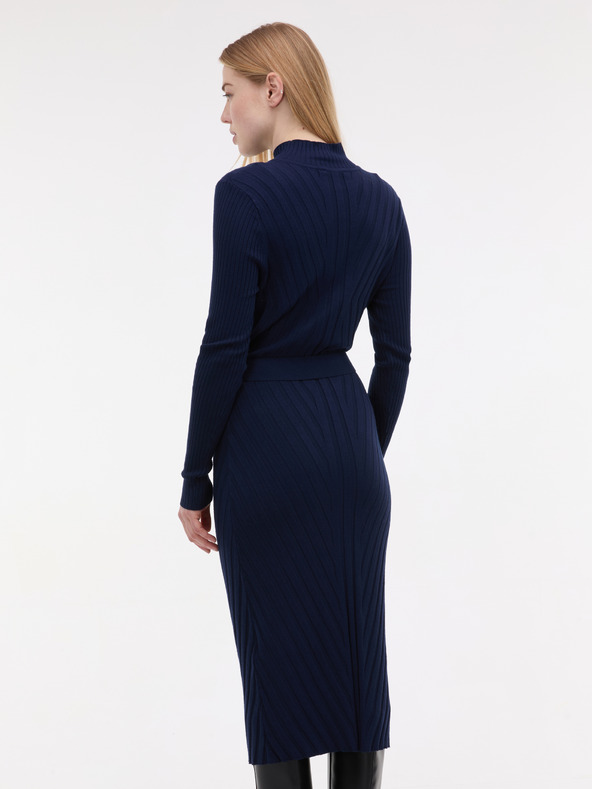 Orsay Temno modra ženska midi obleka s pasom ORSAY