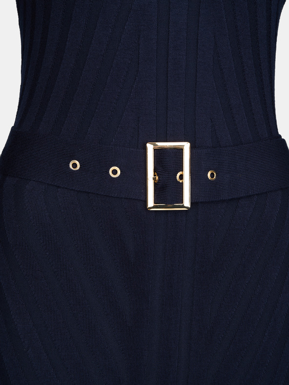 Orsay Temno modra ženska midi obleka s pasom ORSAY