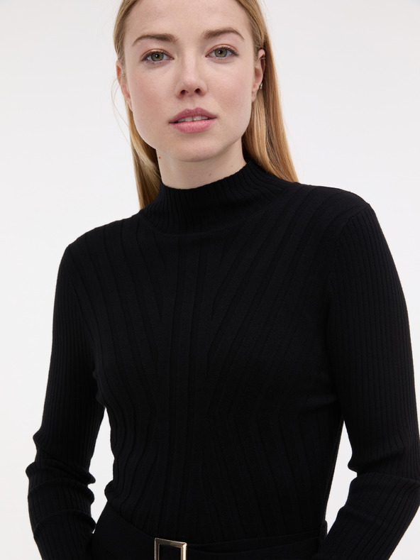 Orsay Črna ženska midi obleka s pasom ORSAY