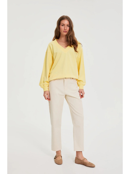 Moodo Deximske hlače z ravnimi hlačnicami bež Moodo