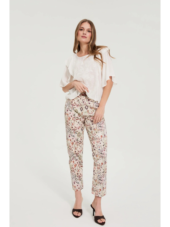 Moodo Vzorčaste hlače bež Moodo