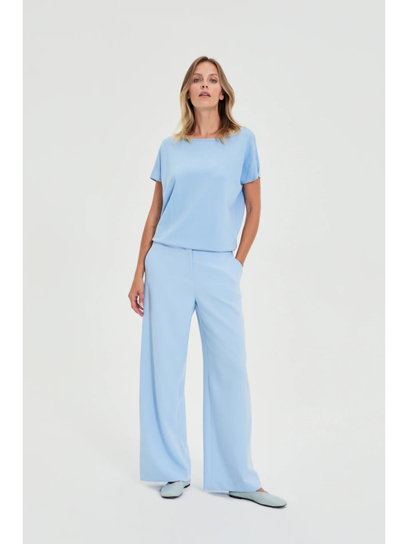 Moodo Oblekarske hlače svetlo modre Moodo