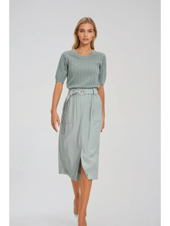 Moodo Oljčno zelen pulover s kratkimi rokavi Moodo