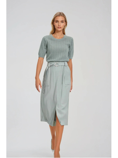 Moodo Oljčno zelen pulover s kratkimi rokavi Moodo