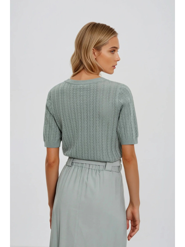 Moodo Oljčno zelen pulover s kratkimi rokavi Moodo