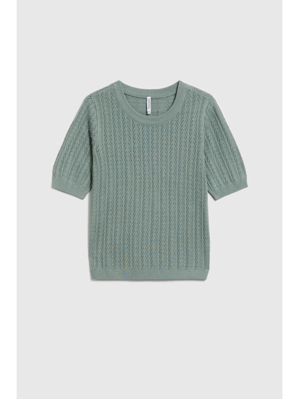 Moodo Oljčno zelen pulover s kratkimi rokavi Moodo