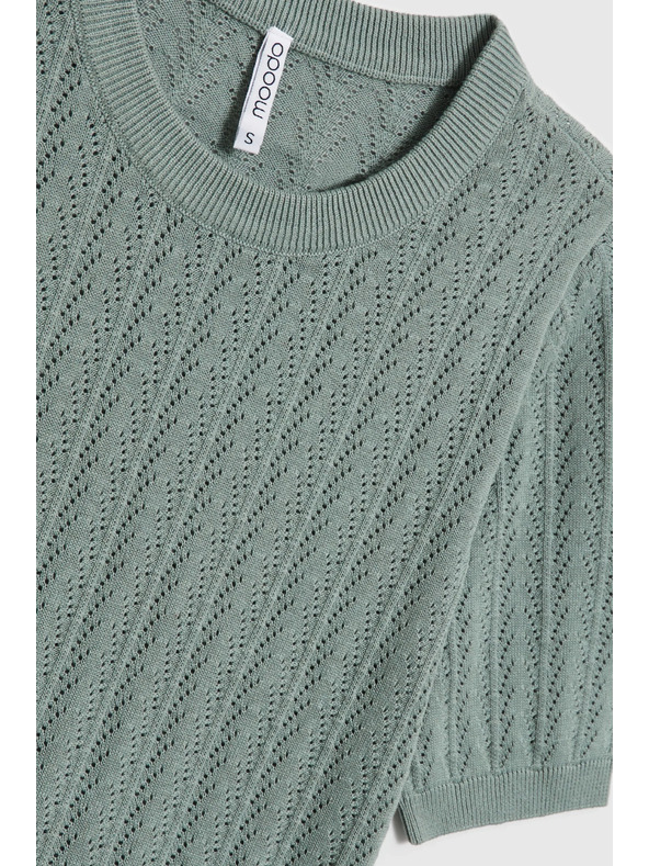 Moodo Oljčno zelen pulover s kratkimi rokavi Moodo