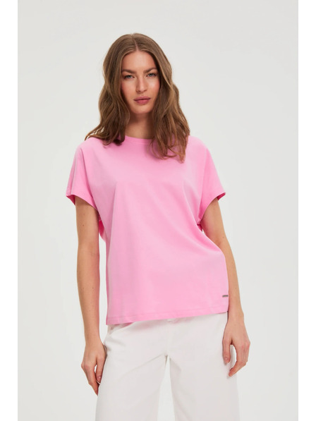 Moodo Roza bombažna bluza s kratkimi rokavi Moodo