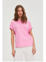 Moodo Roza bombažna bluza s kratkimi rokavi Moodo