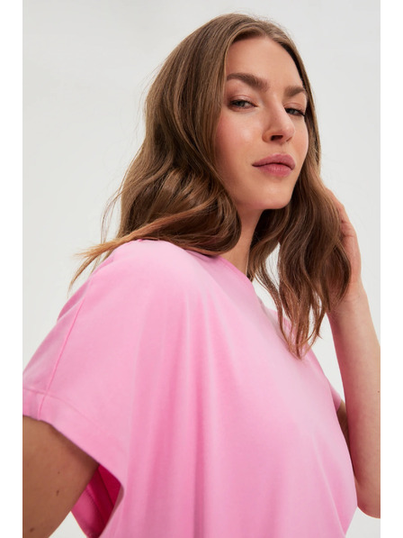 Moodo Roza bombažna bluza s kratkimi rokavi Moodo