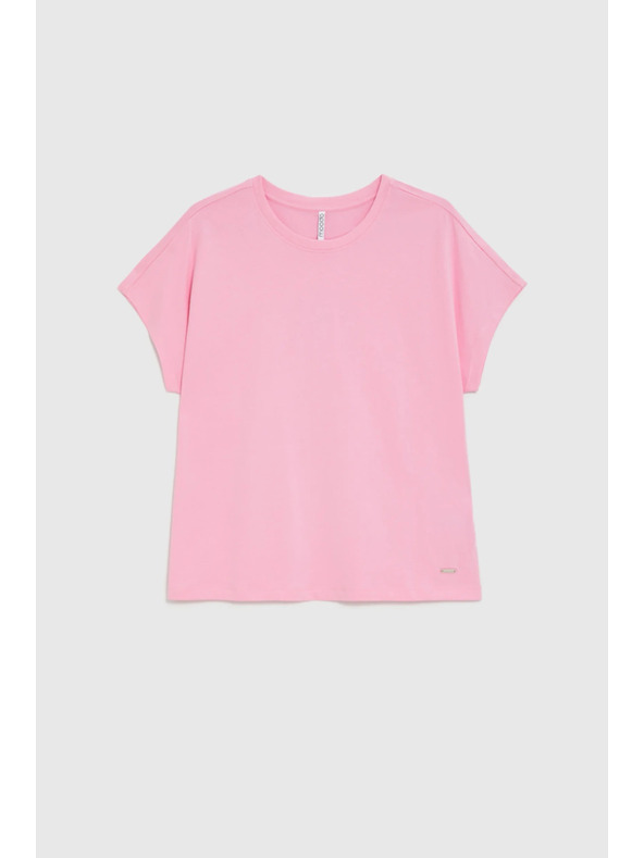 Moodo Roza bombažna bluza s kratkimi rokavi Moodo