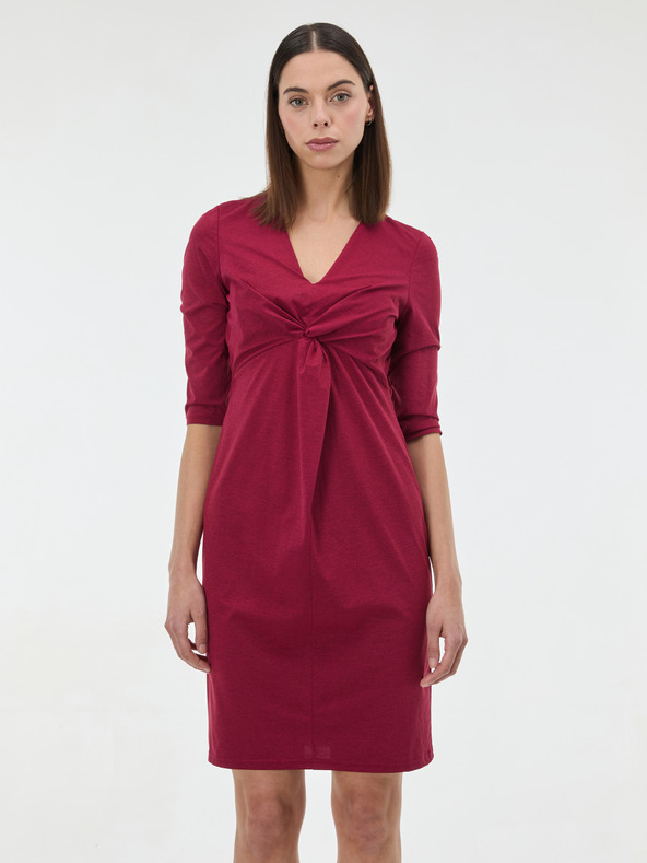 Orsay Vinsko rdeča ženska obleka do kolen ORSAY