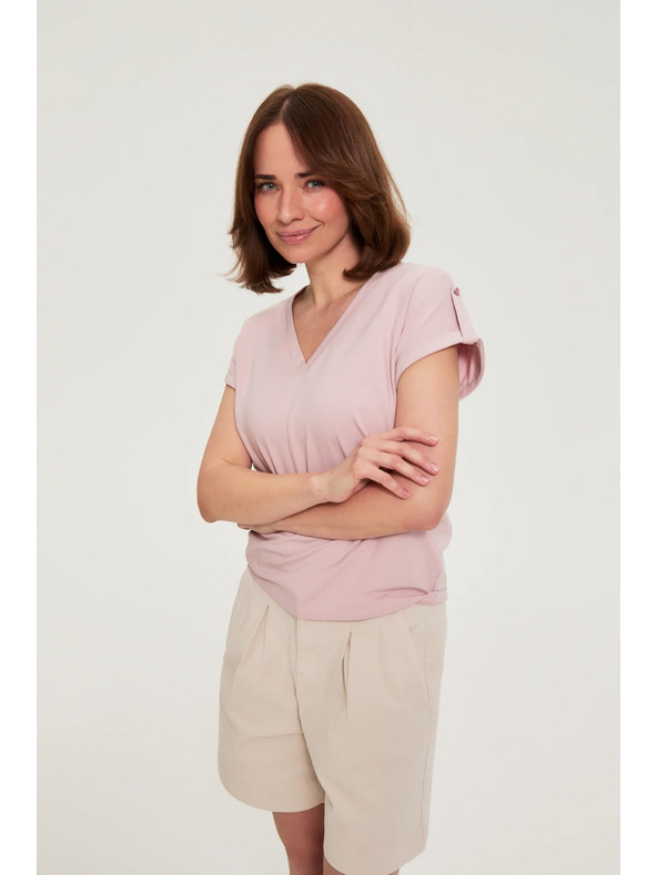 Moodo Majica iz bombaža rožnata Moodo