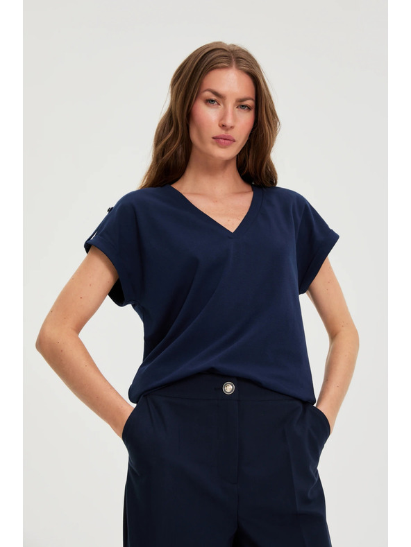 Moodo Bombažna majica temno modra Moodo