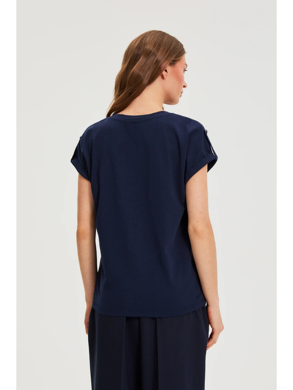 Moodo Bombažna majica temno modra Moodo