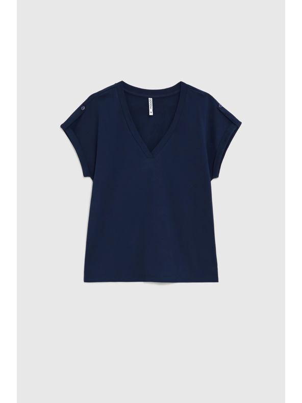 Moodo Bombažna majica temno modra Moodo