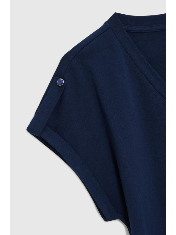 Moodo Bombažna majica temno modra Moodo