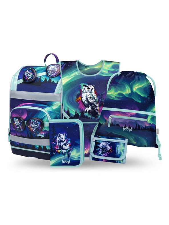 BAAGL  BAAGL SET 5 Zippy Plus Aurora: aktovka, pernica, vrečka, predpasnik, denarnica GRS