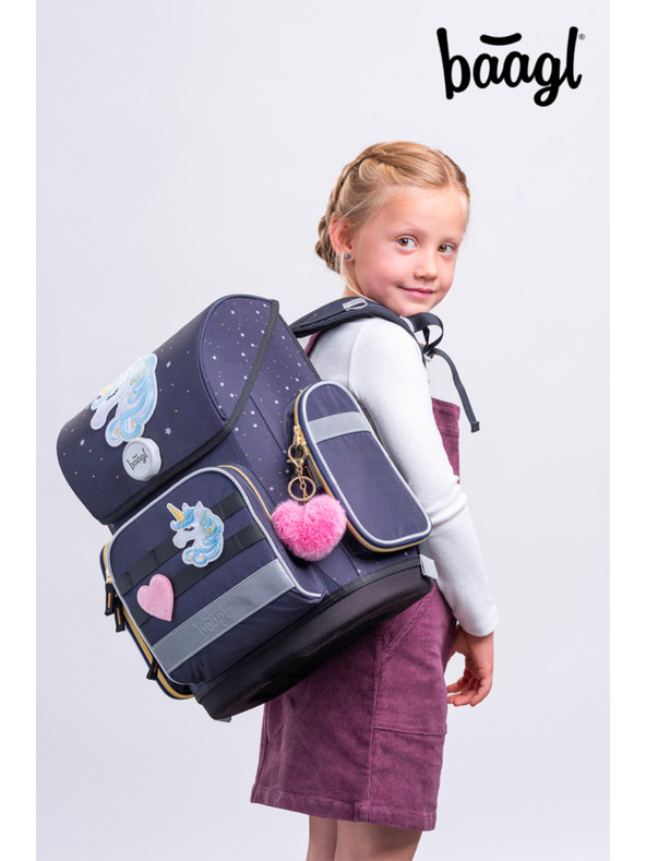 BAAGL  BAAGL SET 3 Ergo Unicorn Gold: aktovka, svinčnik, vrečka