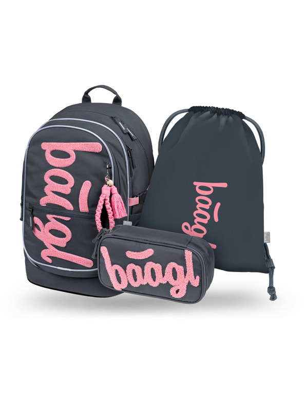 BAAGL  BAAGL SET 3 Core Logo roza: nahrbtnik, svinčnik, vrečka GRS