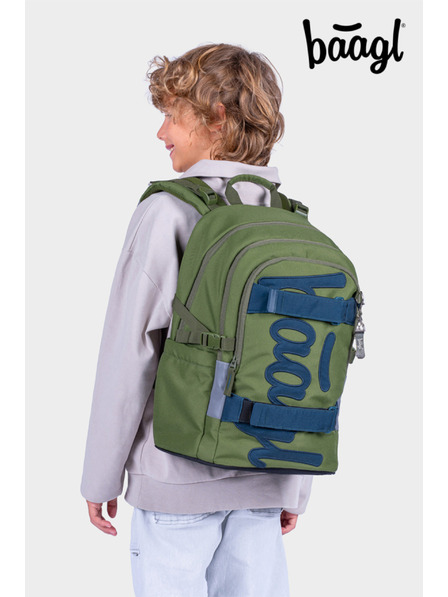 BAAGL  BAAGL KOMPLET 3 Skate Olive: nahrbtnik, penal, športna torba GRS