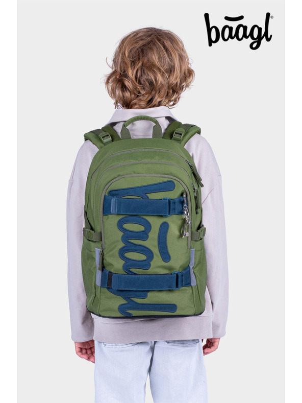 BAAGL  BAAGL KOMPLET 3 Skate Olive: nahrbtnik, penal, športna torba GRS