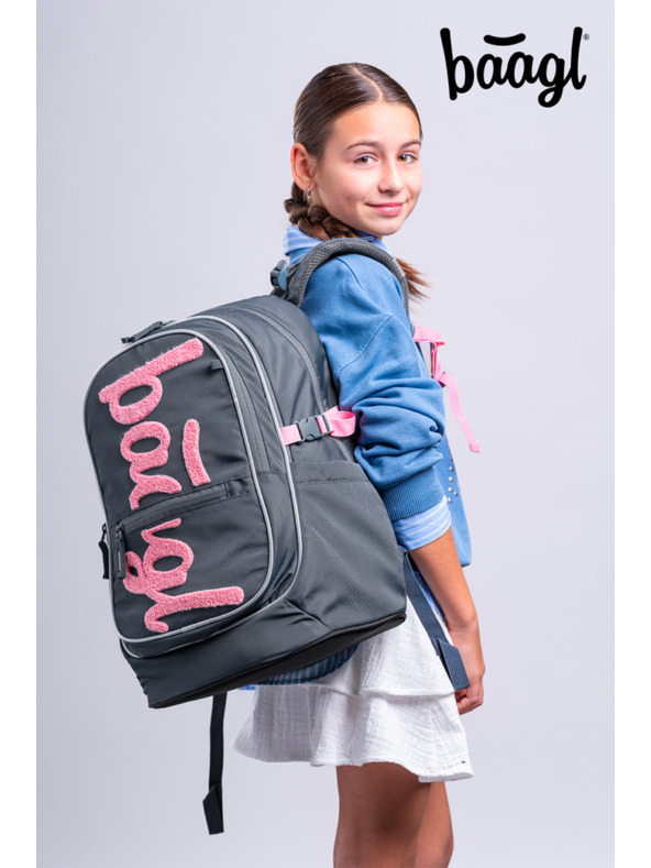 BAAGL  BAAGL SET 5 Core Logo rožnata: nahrbtnik, peresnica, vrečka, ledvinka, ovitek za prenosnik GRS
