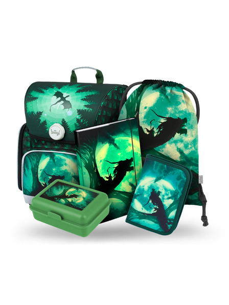 BAAGL  BAAGL 5 SET Ergo Zmaj: aktovka, peresnica, vrečka, mape, škatla