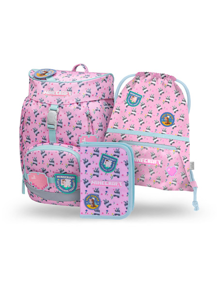 BAAGL  BAAGL SET 3 Airy Minecraft Panda: nahrbtnik, peresnica, vrečka