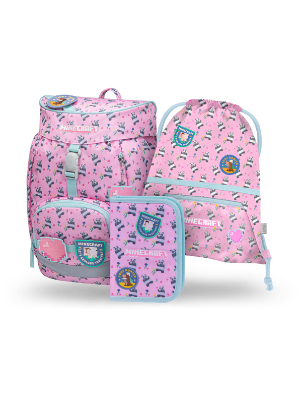 BAAGL  BAAGL SET 3 Airy Minecraft Panda: nahrbtnik, peresnica, vrečka