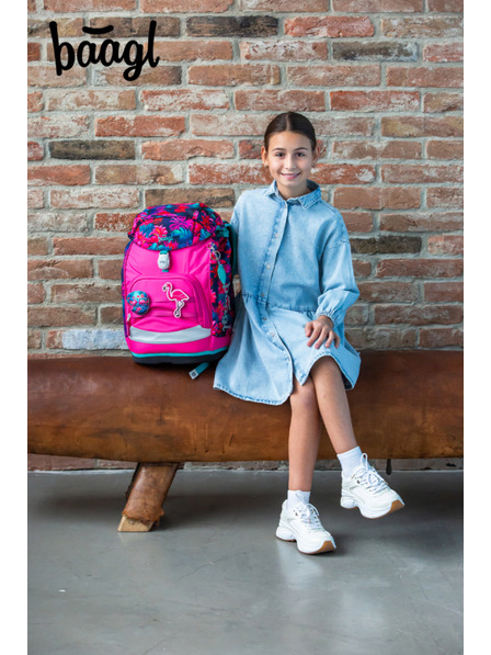 BAAGL  BAAGL SET 3 Airy Plus Flamingoji: nahrbtnik, peresnica, vrečka