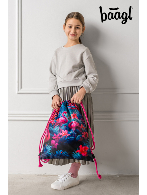 BAAGL  BAAGL SET 3 Airy Plus Flamingoji: nahrbtnik, peresnica, vrečka