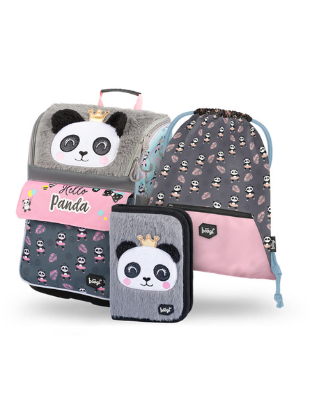 BAAGL  Siva 3 kompleti zippy panda: aktovka, svinčnik, torba Baagl