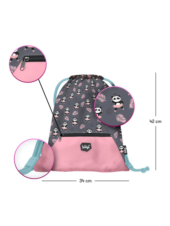 BAAGL  Siva 3 kompleti zippy panda: aktovka, svinčnik, torba Baagl