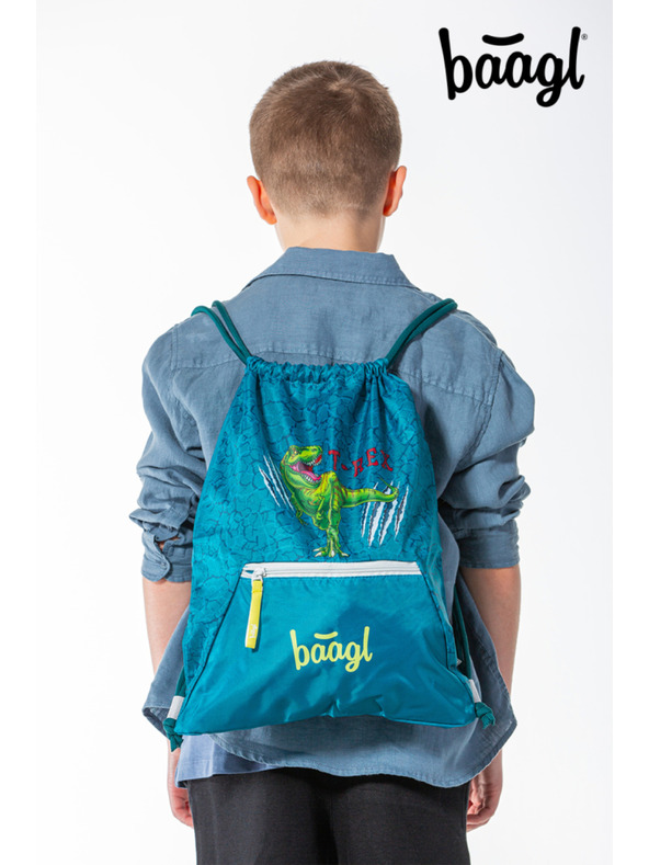 BAAGL  Zelena torba z žepom Baagl T-Rex