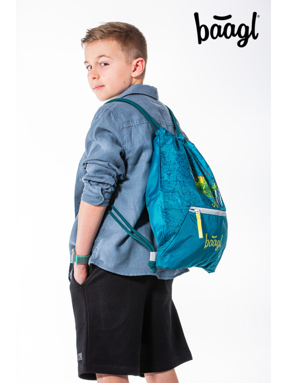 BAAGL  Zelena torba z žepom Baagl T-Rex