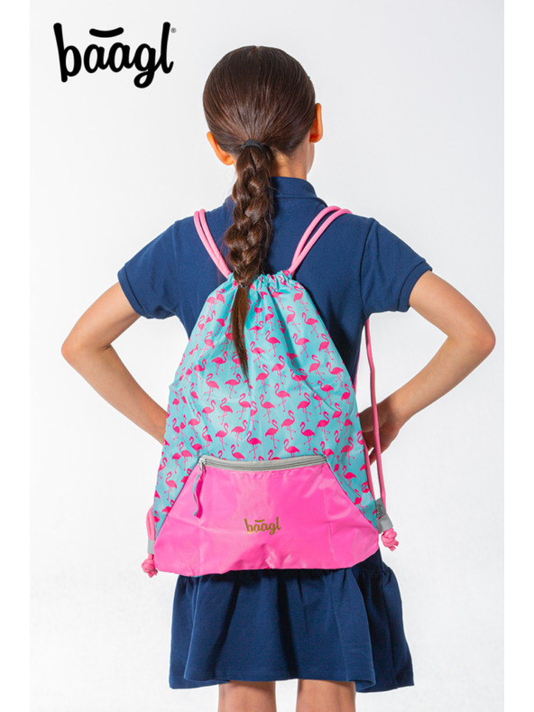 BAAGL  Rožnata torba z žepom Baagl Flamingo