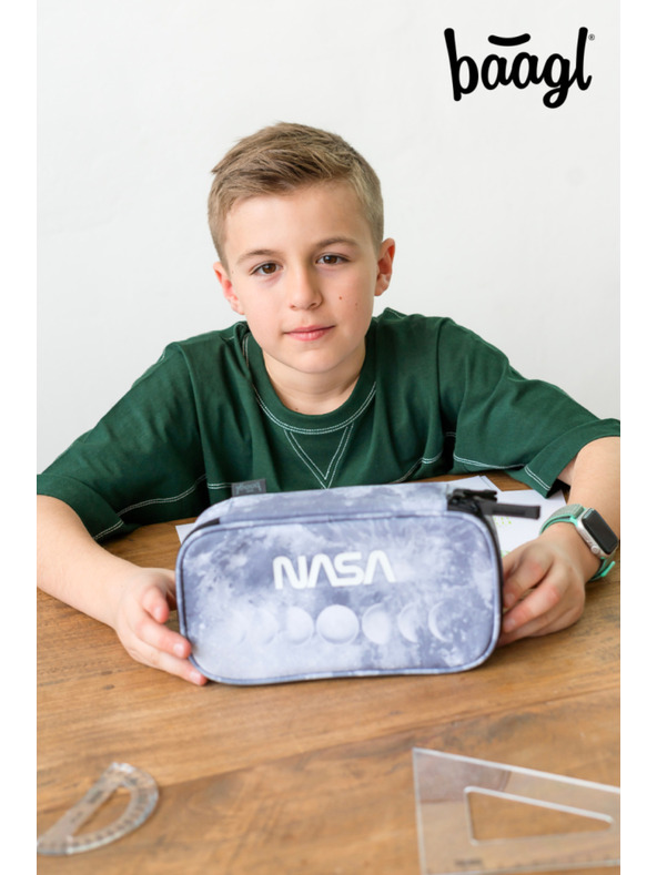 BAAGL  Sivi šolski kovček za svinčnike Baagl NASA Grey