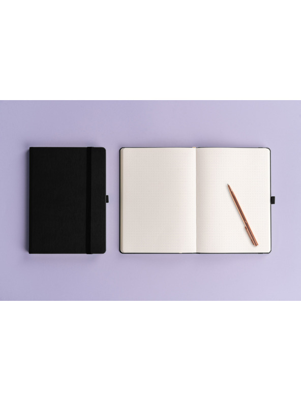 NOTIQUE NOTIQUE Notes Balakron, črn, s pikami, 15 x 21 cm