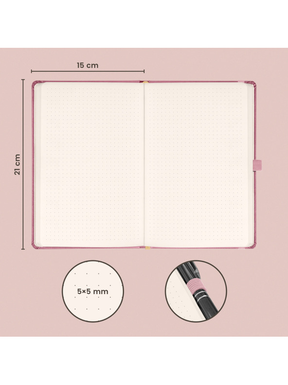 NOTIQUE NOTIQUE Notes Aprint Neo, roza, pikčasto, 15 x 21 cm