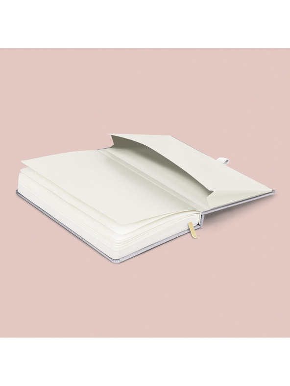 NOTIQUE NOTIQUE Notes Balakron, srebrn, podložen, 15 x 21 cm