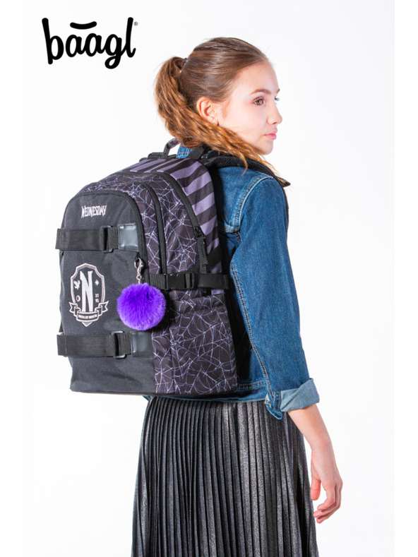 BAAGL  Črni šolski nahrbtnik Skate Wednesday Nevermore Baagl