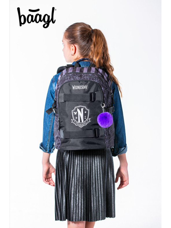 BAAGL  Črni šolski nahrbtnik Skate Wednesday Nevermore Baagl