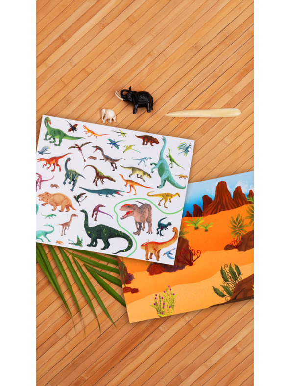 BAAGL  Beri in leposlovje – MED DINOZAVRI, knjiga z nalepkami