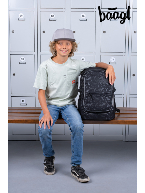 BAAGL  BAAGL SET 3 Core Batman črn: nahrbtnik, peresnica, vrečka